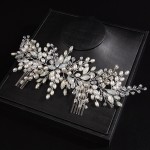 Accesoriu elegant pentru decor par AP012LL Argintiu cu cristale si perle  + 2 agrafe